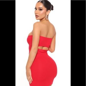 Red tube mini dress